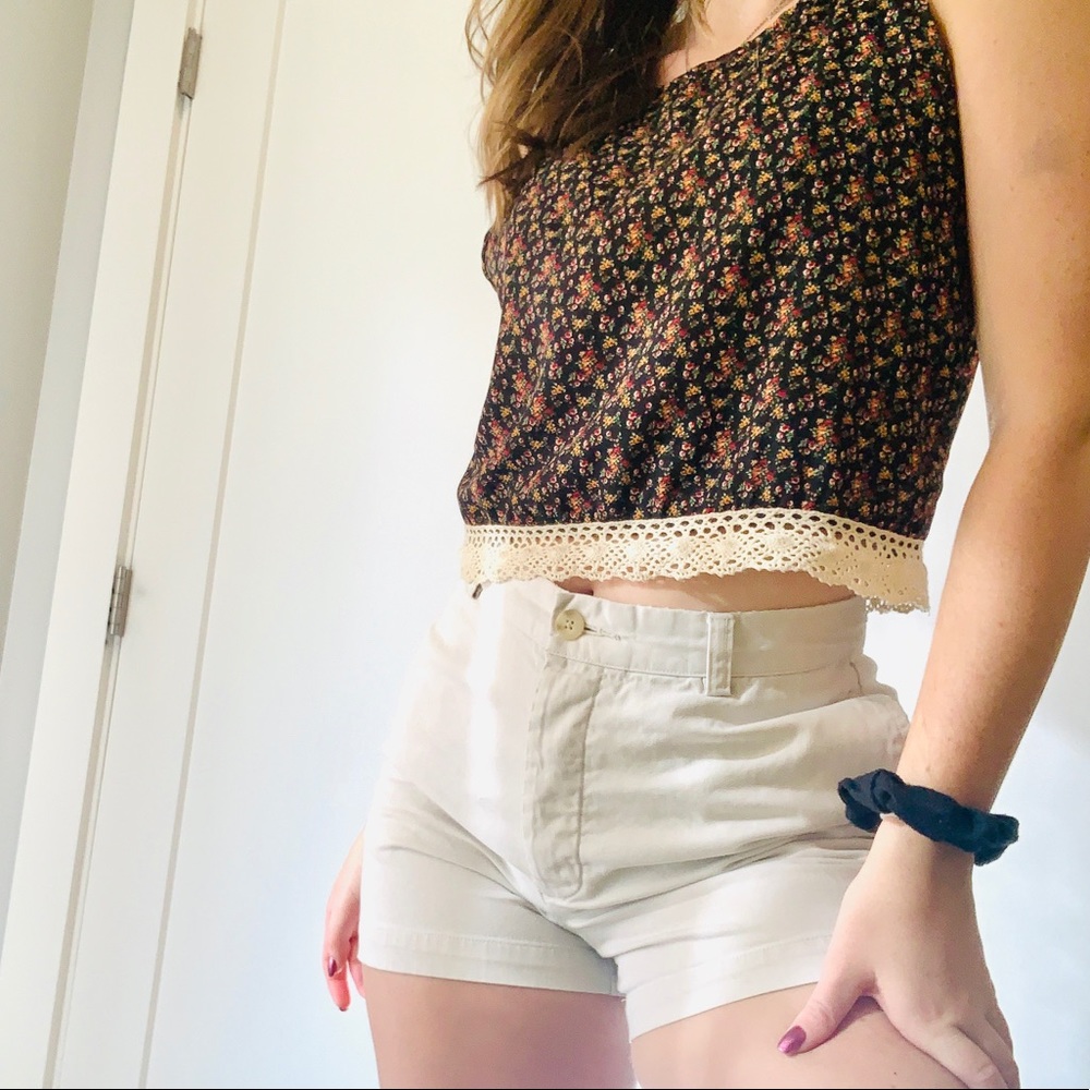 Pacsun LA hearts cropped floral top with lace